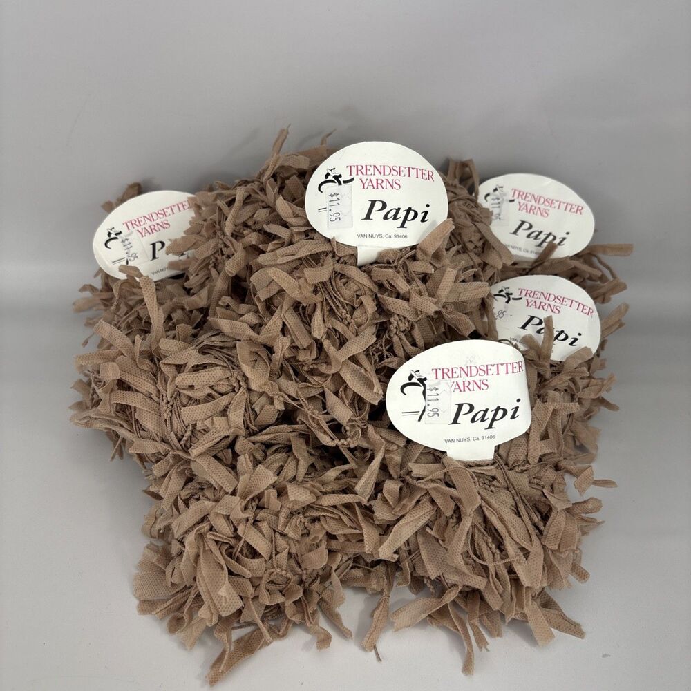 Lot Of 12 Trendsetter Yarns "Papi" Color 38 Camel (Brown) DISCONTINUED HTF